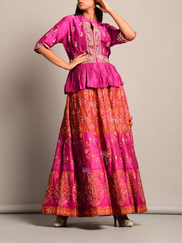 Pink Peplum Lehenga