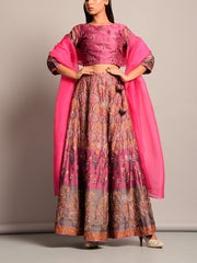 Old Rose Silk Handcrafted Lehenga Set