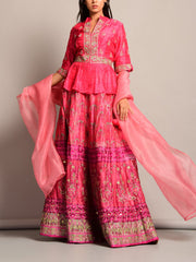 Pink Peplum Lehenga Set