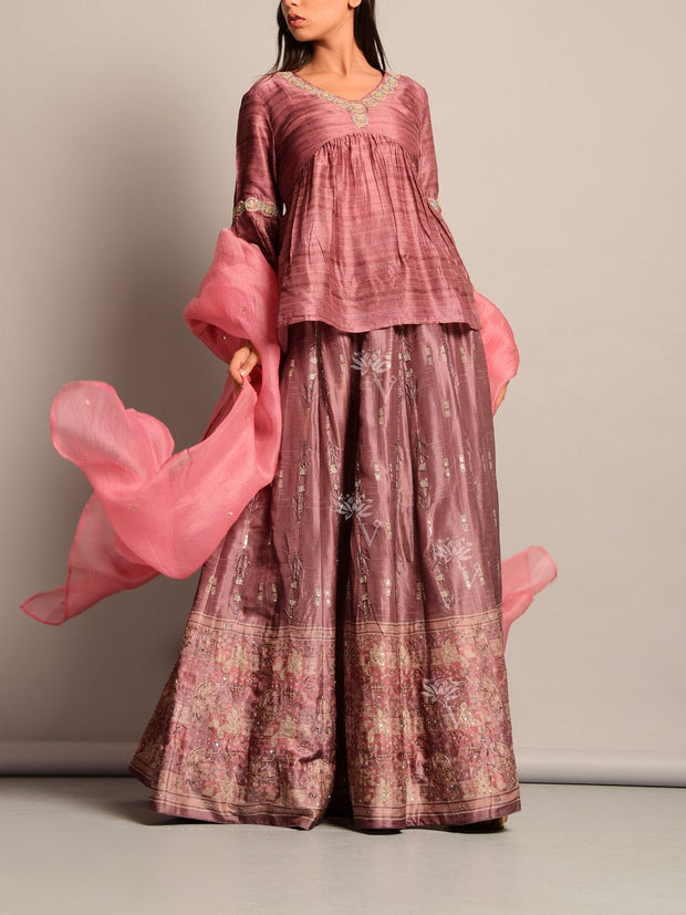 Old Rose Peplum Lehenga Set