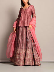 Old Rose Peplum Lehenga Set