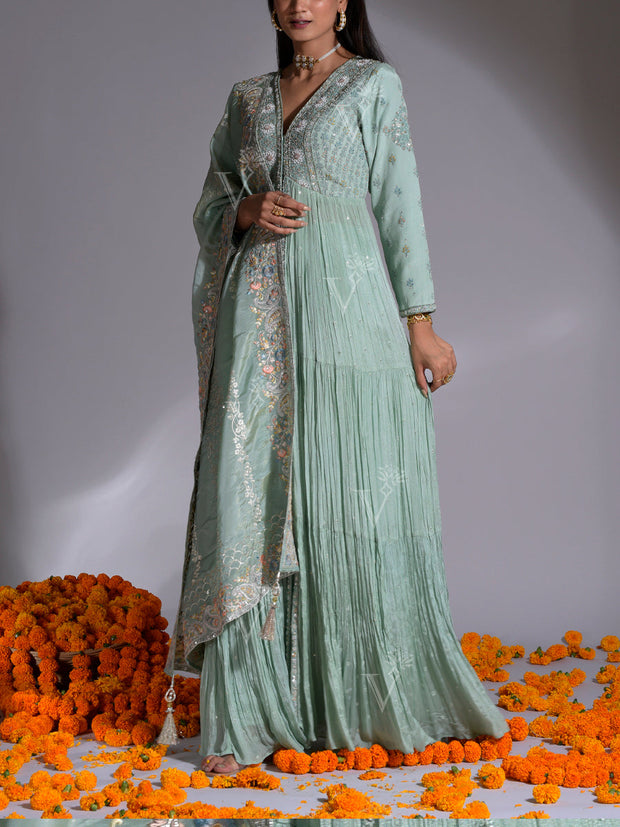 Green Kurta and Palazzo Set