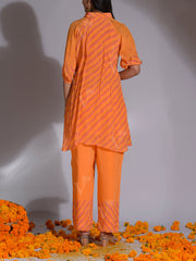 Orange Printed Leheriya Vasansi Silk Co-ord Set