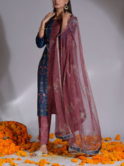 Blue and Plum Vasansi Silk Suit Set