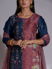 Blue and Plum Vasansi Silk Suit Set