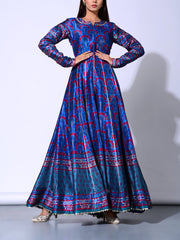 Persian Blue Vasansi Silk  Anarkali Gown