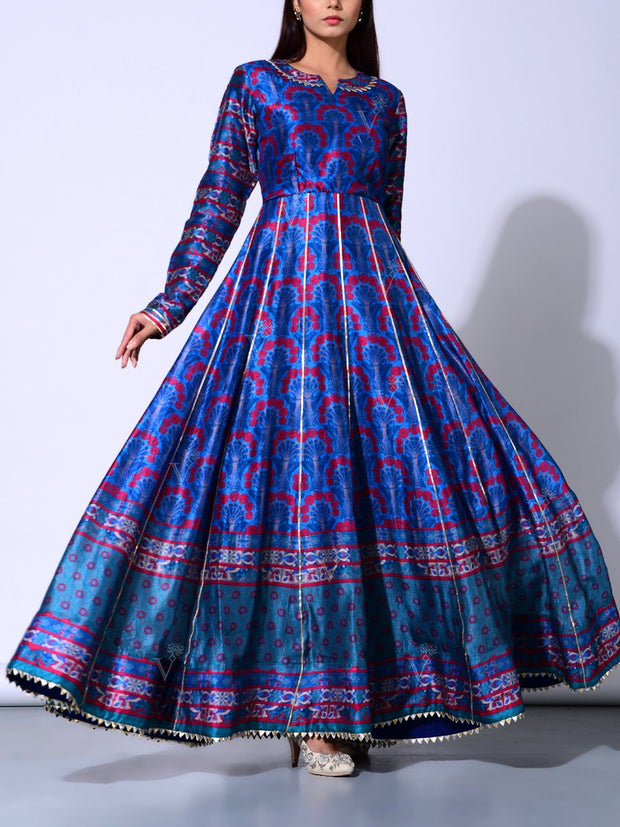 Persian Blue Vasansi Silk  Anarkali Gown