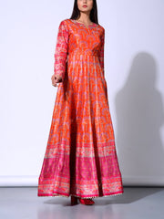 Peach Vasansi Silk  Anarkali Gown