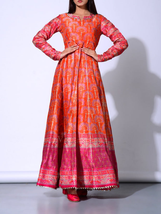 Peach Vasansi Silk  Anarkali Gown