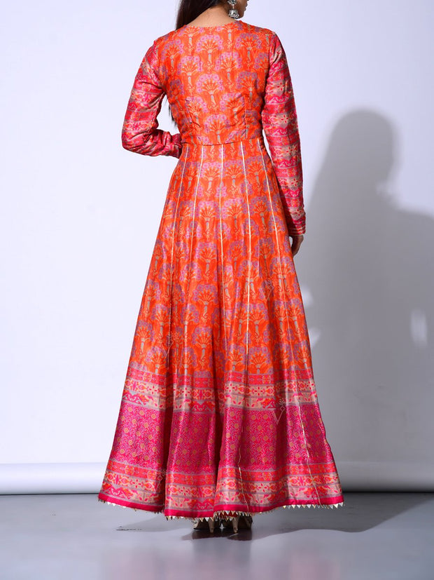 Peach Vasansi Silk  Anarkali Gown