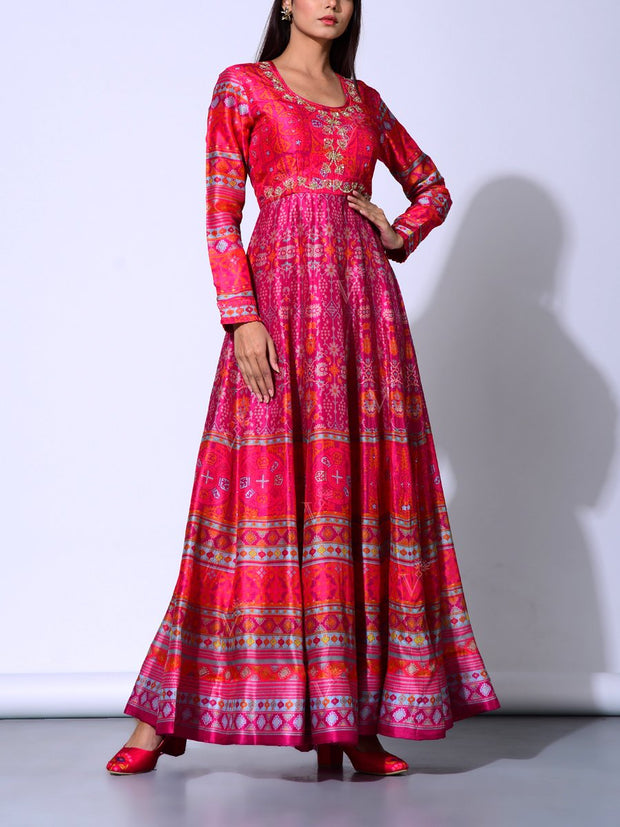 Pink Vasansi Silk  Anarkali Gown