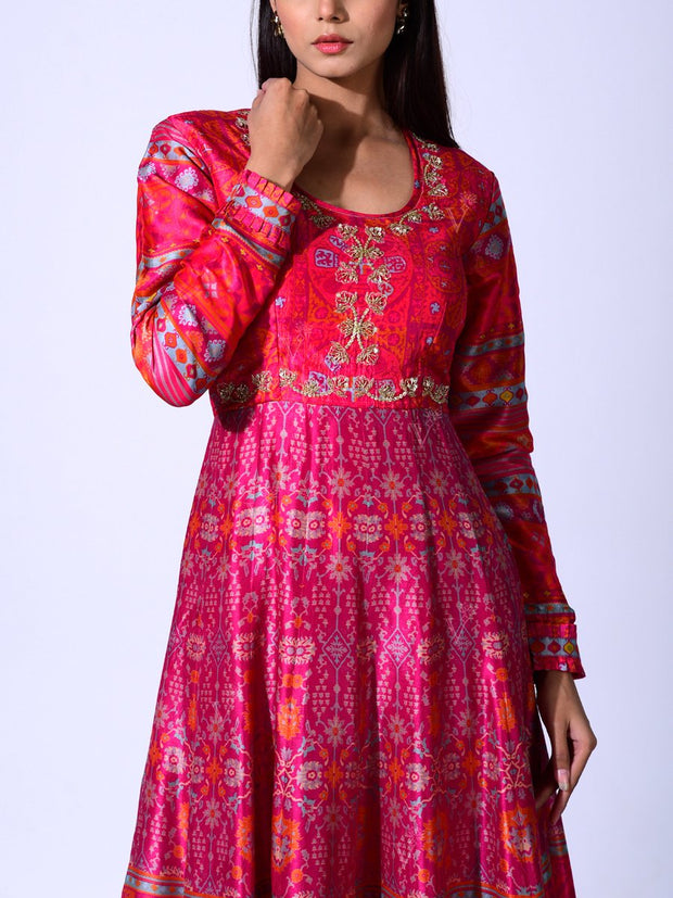 Pink Vasansi Silk  Anarkali Gown