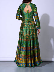 Bottle Green Vasansi Silk  Anarkali Gown