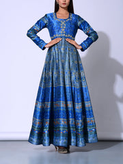 Turkish Blue Vasansi Silk  Anarkali Gown