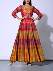 Mehendi Rust Vasansi Silk  Anarkali Gown