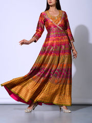 Mehendi Rust Vasansi Silk  Anarkali Gown