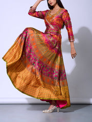 Mehendi Rust Vasansi Silk  Anarkali Gown