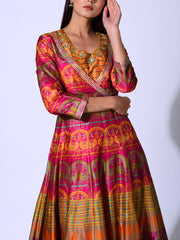 Mehendi Rust Vasansi Silk  Anarkali Gown