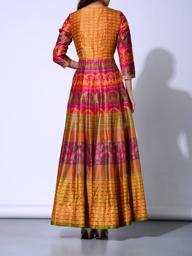 Mehendi Rust Vasansi Silk  Anarkali Gown