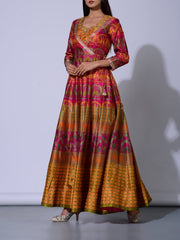 Mehendi Rust Vasansi Silk  Anarkali Gown