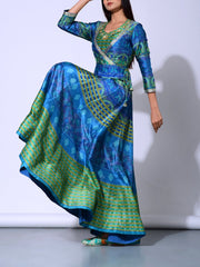 Green And Blue Vasansi Silk  Anarkali Gown