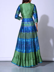 Green And Blue Vasansi Silk  Anarkali Gown