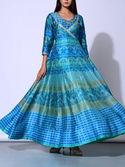 Turquoise Blue Vasansi Silk  Anarkali Gown