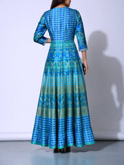 Turquoise Blue Vasansi Silk  Anarkali Gown