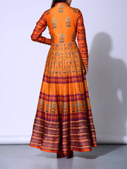 Mustard Vasansi Silk  Anarkali Gown