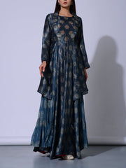 Mid Night Blue Vasansi Silk  Gown