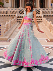 Blue Vasansi Silk Embroidered Lehenga