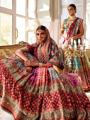 Multi Color Silk Lehenga Set