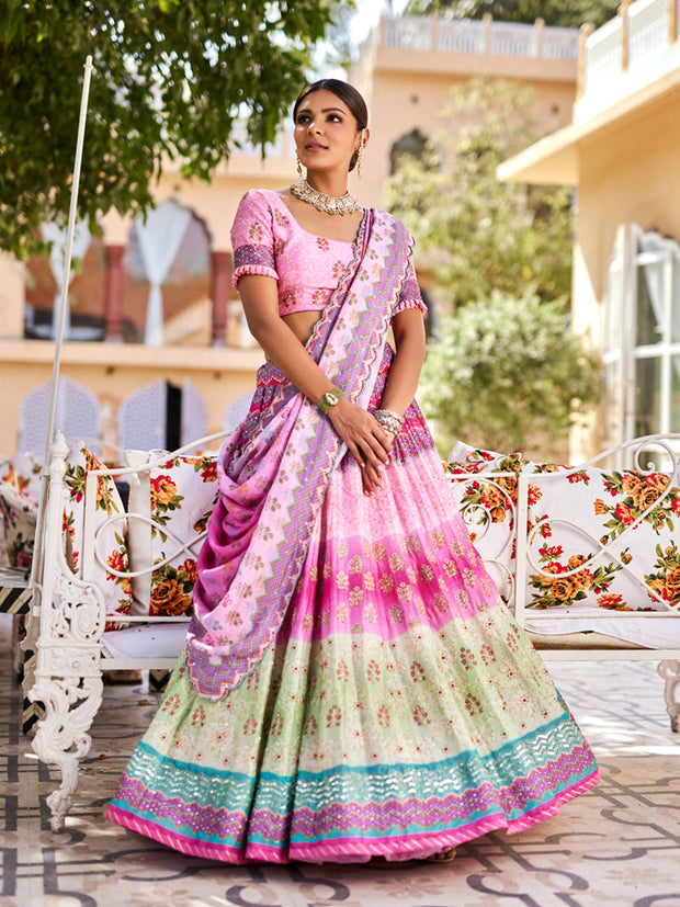 Misty Pink Silk Lehenga Set