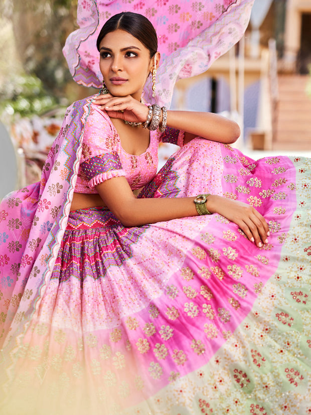 Misty Pink Silk Lehenga Set