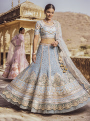 Sea Blue Embellished Lehenga Set