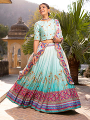 Sea Green Silk Ombre  Lehenga Set