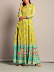 Anarkali, Anarkalis, Leheriya, Printed, Suit, Traditional, Monsoon, Floor Length, Silk