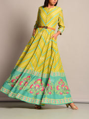 Anarkali, Anarkalis, Leheriya, Printed, Suit, Traditional, Monsoon, Floor Length, Silk