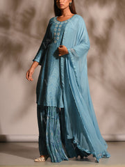 Sky Blue Chevron  Kurta Set