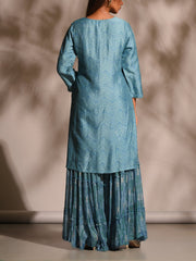 Sky Blue Chevron  Kurta Set