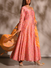 Light Pink Kurta With Leheriya Pant and Dupatta