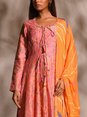 Light Pink Kurta With Leheriya Pant and Dupatta