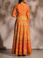 Orange Leheriya Anarkali Tunic