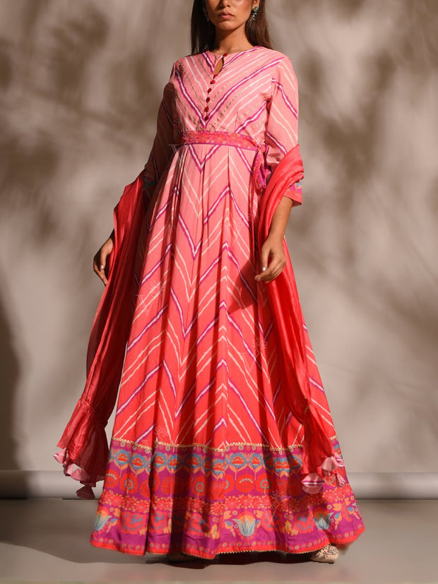 Handcrafted Pink Anarkali Tunic