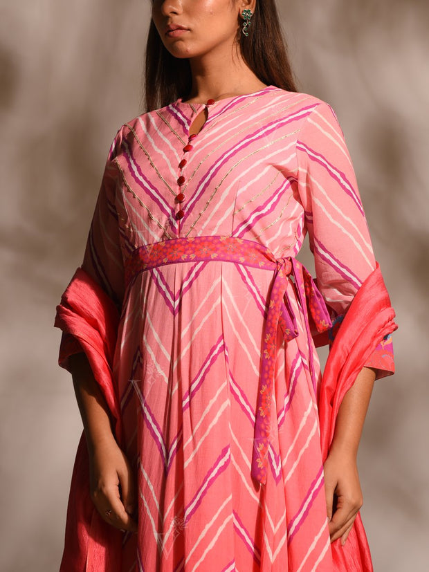 Handcrafted Pink Anarkali Tunic