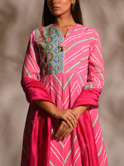 Pink Leheriya Anarkali Tunic