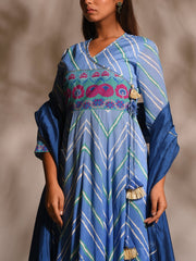 Blue Leheriya  Anarkali Tunic