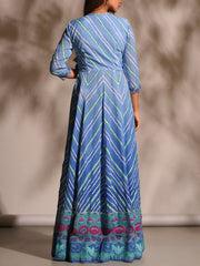 Blue Leheriya  Anarkali Tunic