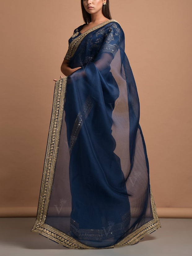 Blue Organza Saree