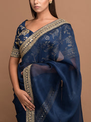 Blue Organza Saree